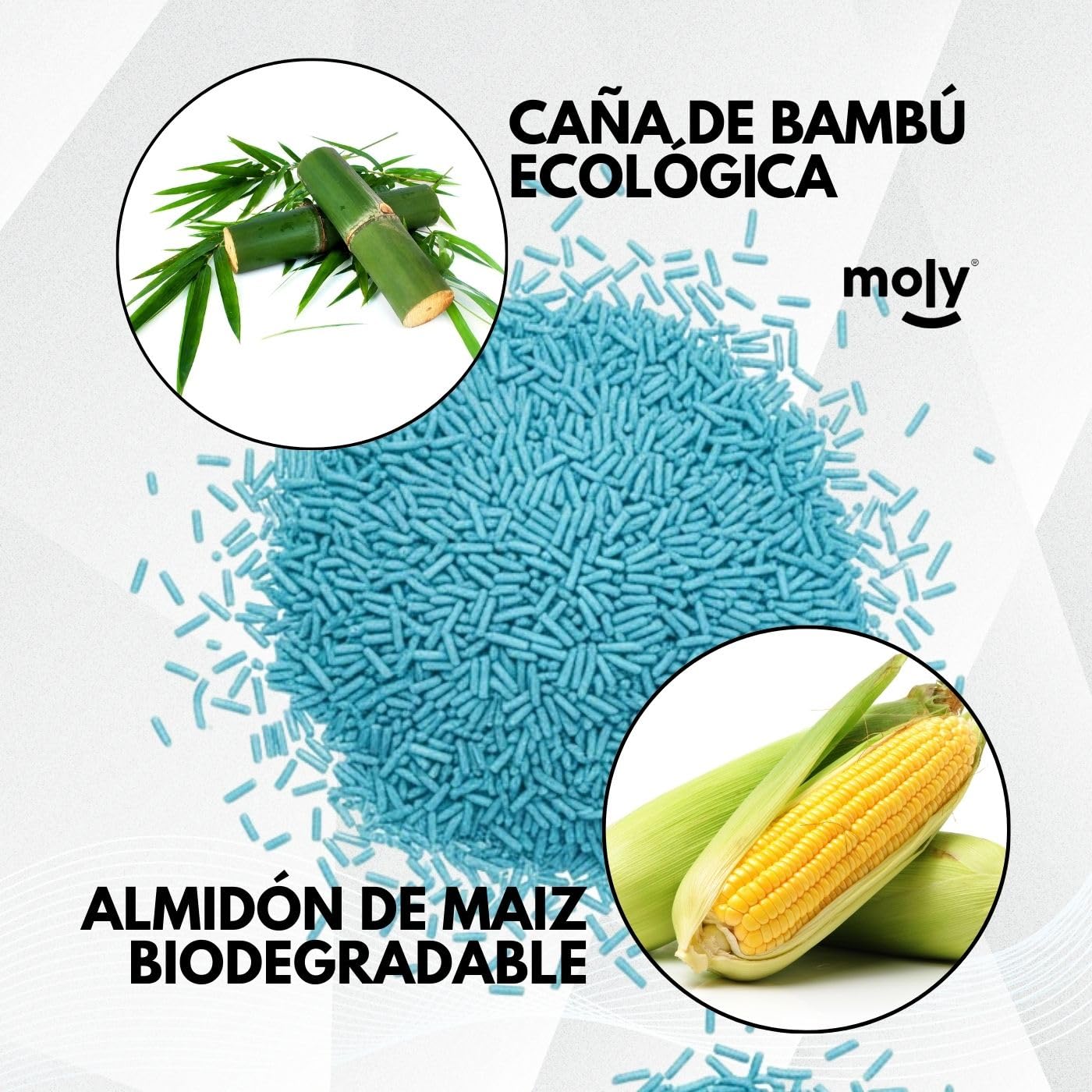 MOLY x3 Arena de Gatos Tofu de Maiz y Bambu 8,4 KG 11,1 L | Arena Biodegradable y Aglomerante Alta Absorcion con Aroma de Talco | Control Total de Olores | Sin Polvo | Lecho Mineral - 3