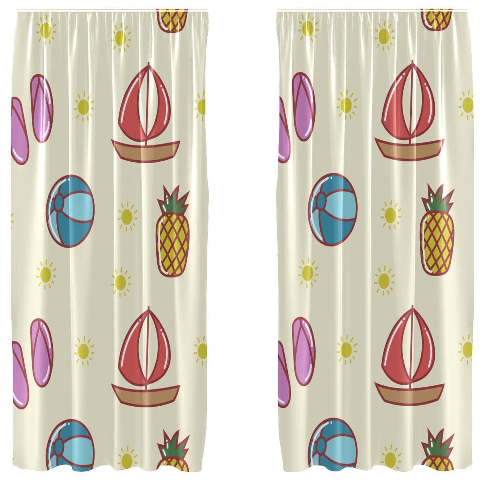 Cortinas de salón infantiles con estampado de verano de 55x84 pulgadas