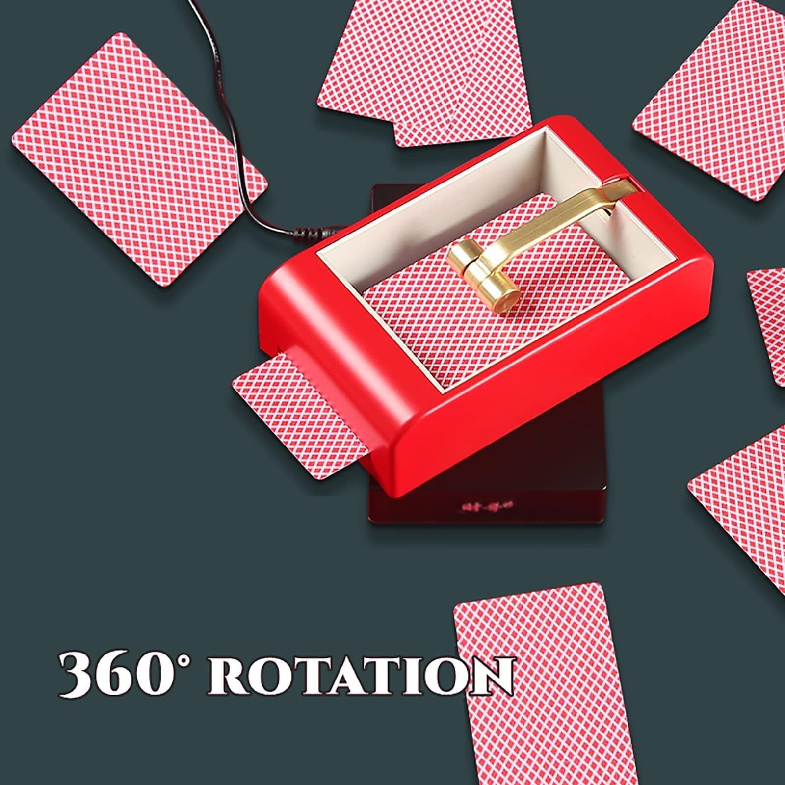 Máquina automática de repartidor de cartas, máquina portátil giratoria de 360° for dividir cartas con mantel de póquer y maleta, barajadora eléctrica de naipes for juegos de 2 a 8 personas, sin funció