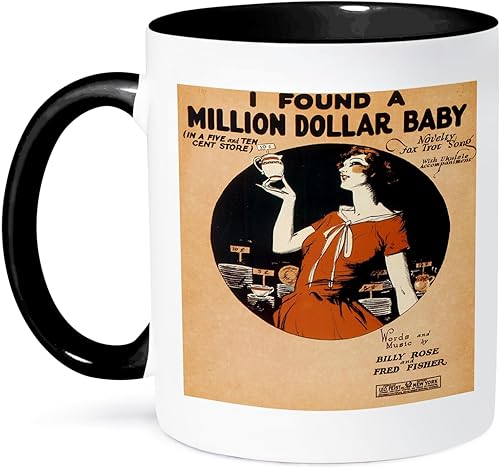 3dRose I Found a Million Dollar baby In a Five and Ten Cent Store - Taza de canción de Fox Trot, 11 oz, color negro