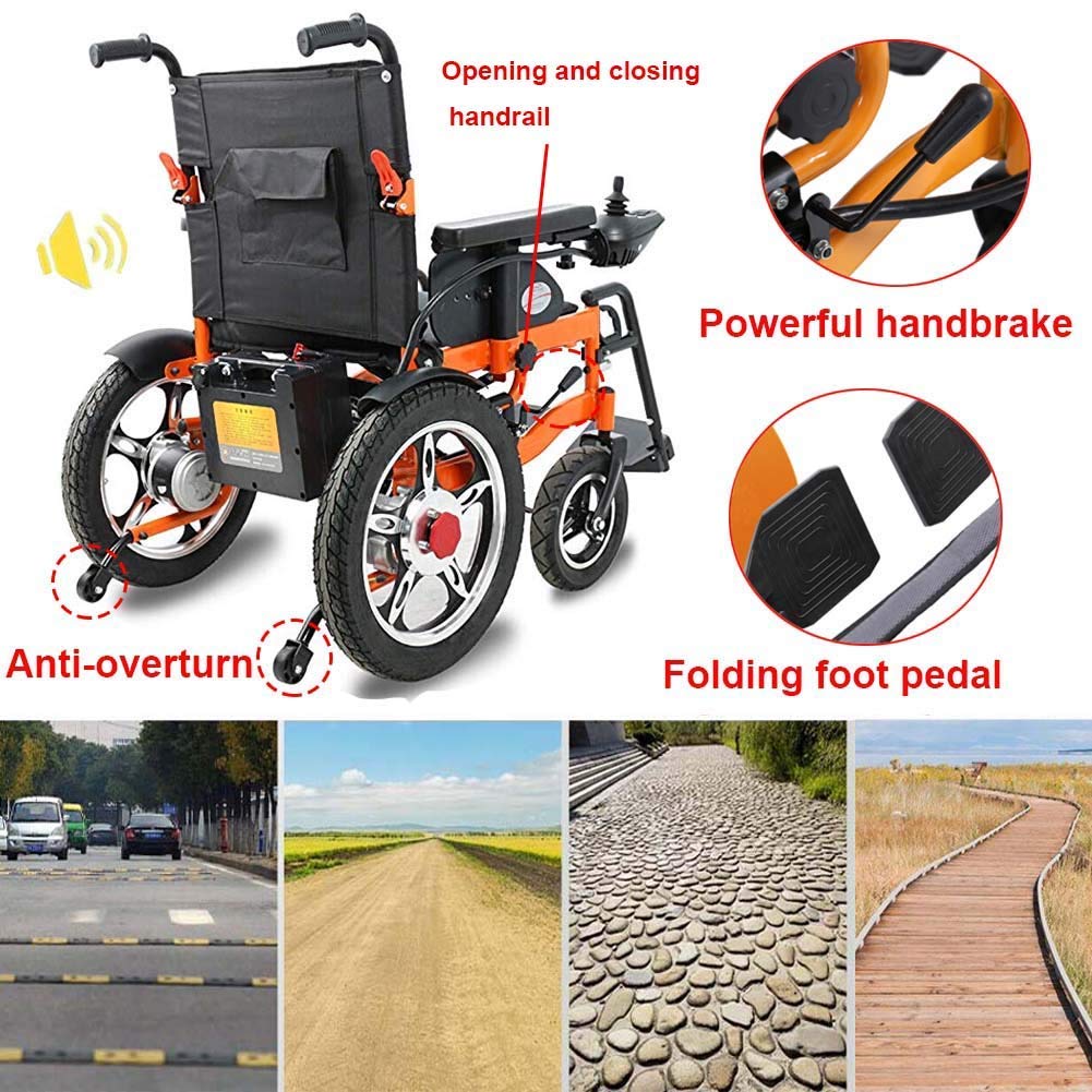 Heavy Duty Elektryczny wózek inwalidzki, składany, lekki, mobilny skuter, wygodny, do domu, na zewnątrz, gotowe do siedzenia 45 cm, łożysko ładunkowe 100 kg, P