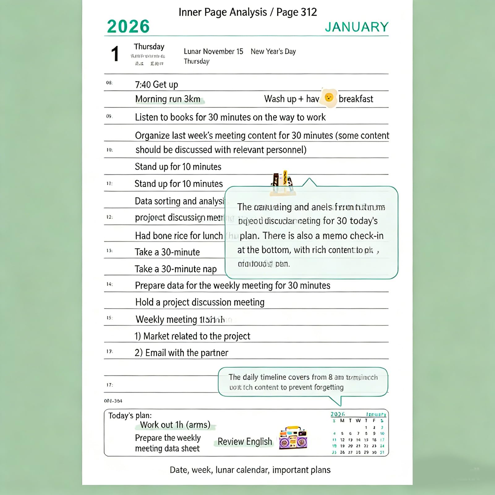 Planificateur 2026 Calendrier A5 Avec Papier Épais Et Cuir PU