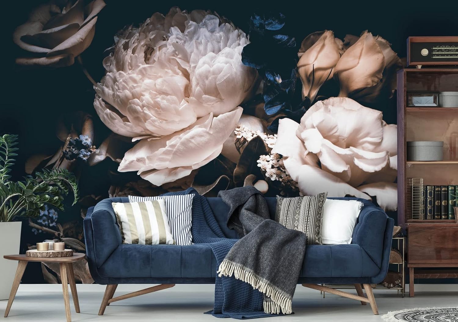 Removable Wallpaper | Peel and Stick Floral Mural | Peonies Wallpaper | Bouquet of Peonies (1 roll 24" W x 60" H)