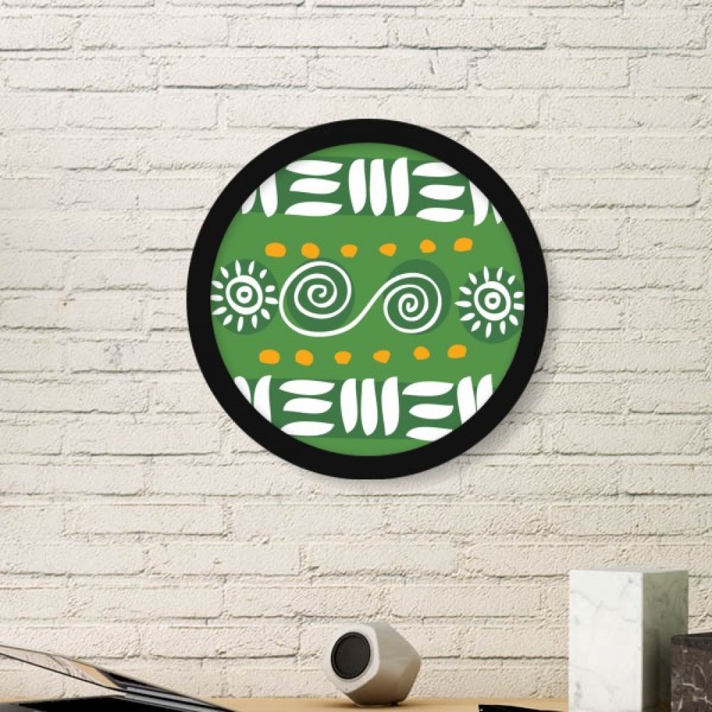 Mexique totems ronde peinture murale avec cadre large noir pour maison