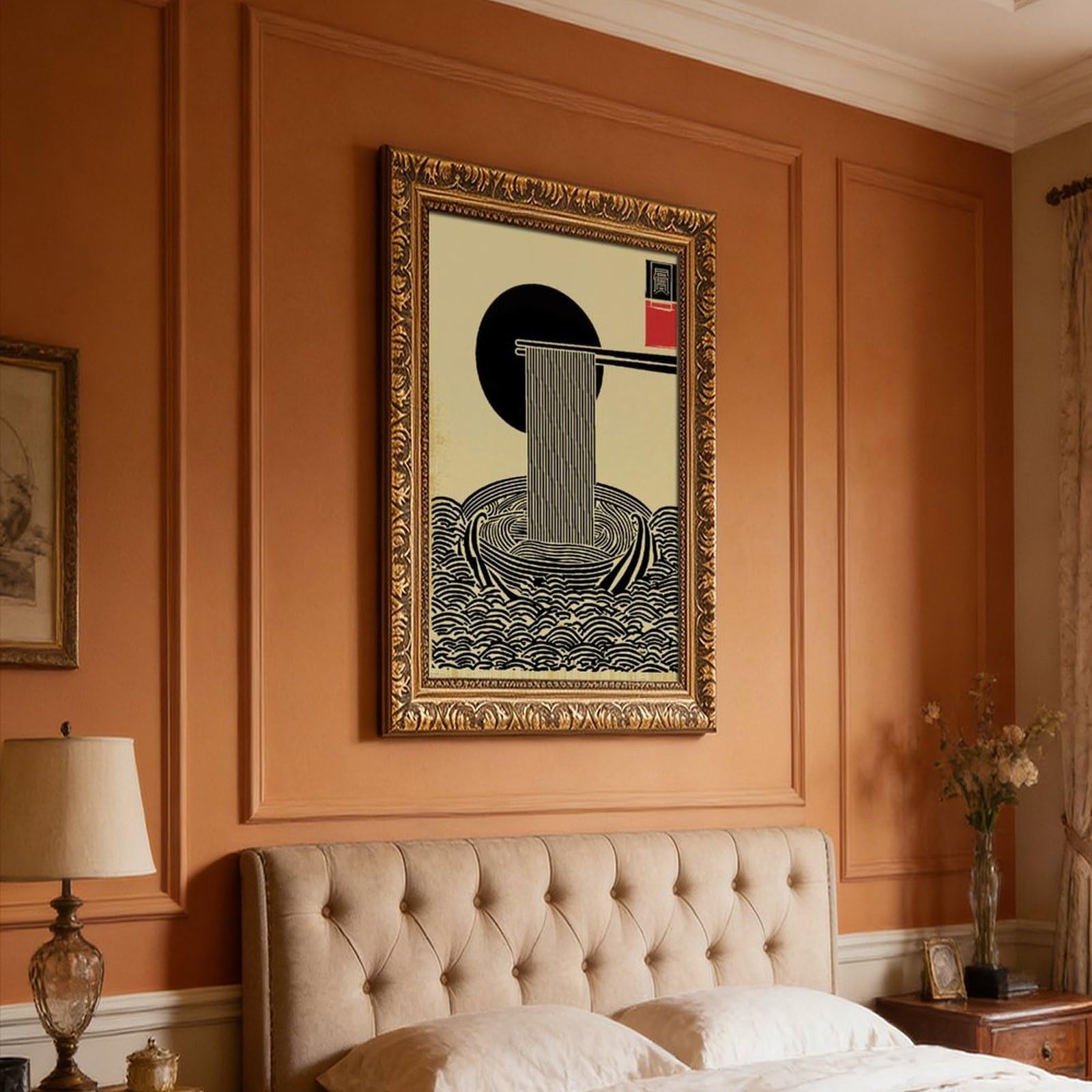 ELKPDOE Poster minimalista giapponese su tela, motivo: Ramen Noodle