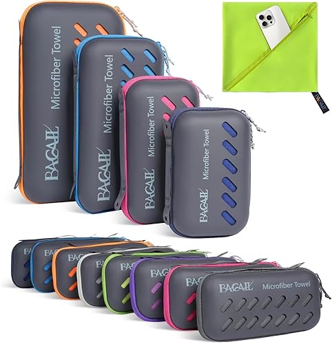 Miniatura 1 de BAGAIL - Toalla de camping con funda de EVA, toalla de viaje de microfibra compacta y ultrasuave, toalla de viaje súper absorbente y ligera de