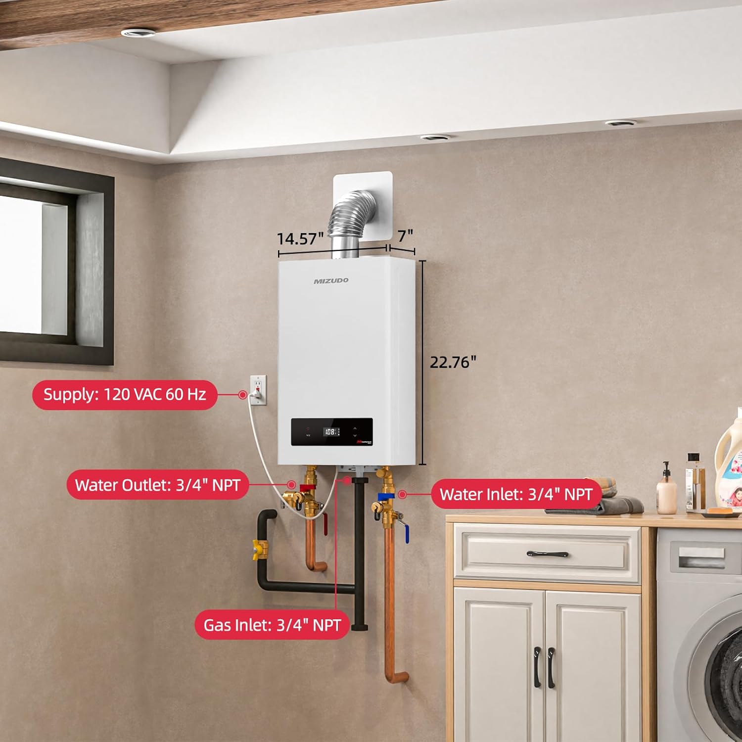 Tankless Water Heater with Scale Inhibitor, Prevent Scale Build Up On Hot water Heater, Pipes and Boilers