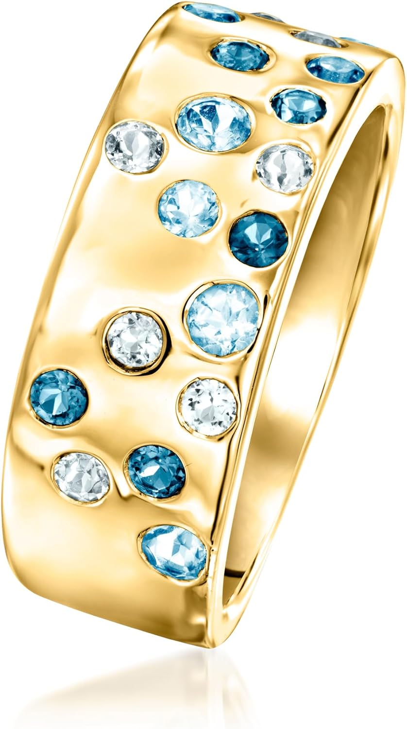 Ross-Simons 0.70 ct. t.w. Tonal Blue Topaz Ring in 18kt Gold Over Sterling