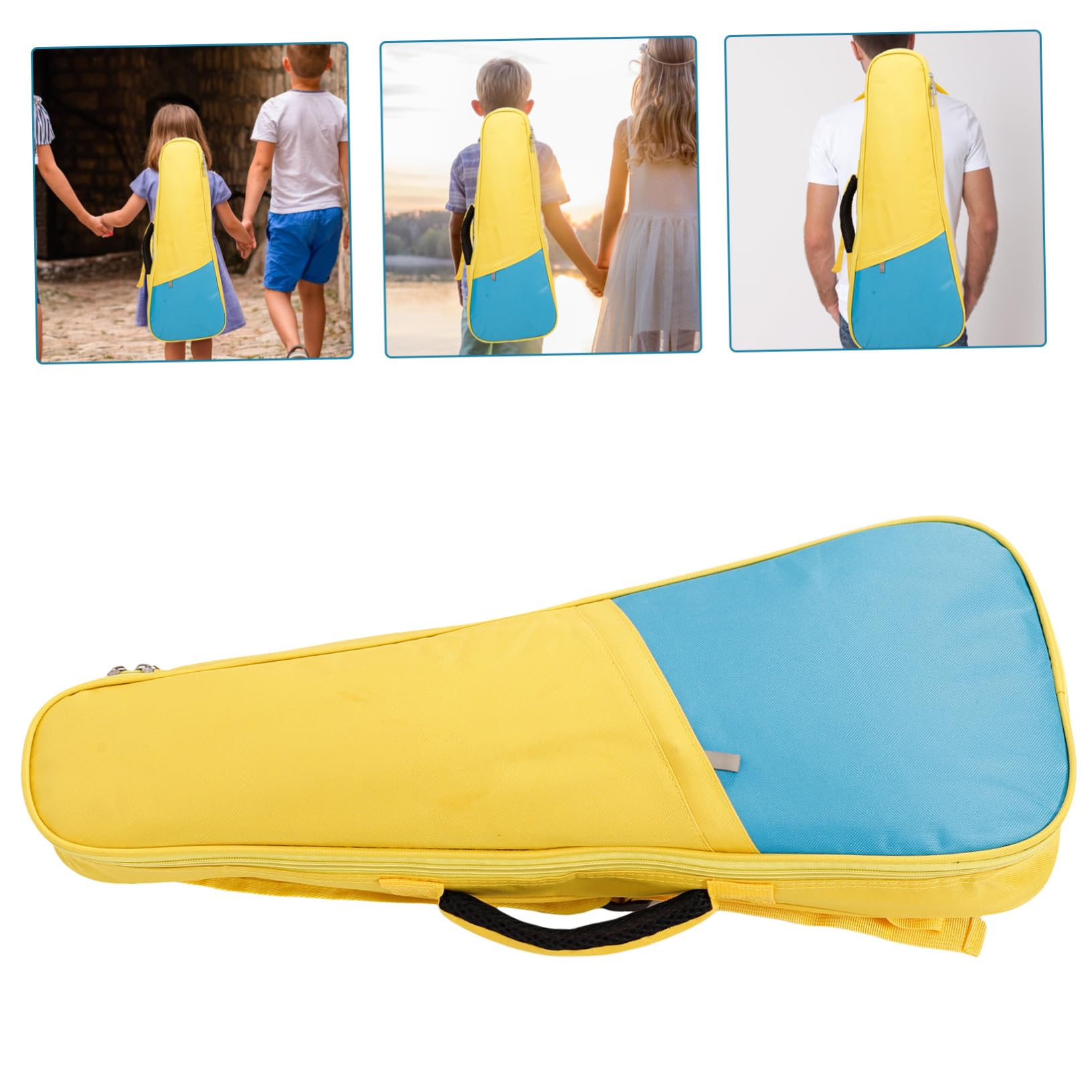 Paquet de Transport Grosse Poche pour Accessoires pour Ukulélé 23 Pouces en Tissu Oxford Rembourrage en Coton Perlé, Léger et Portable pour Petite Guitare