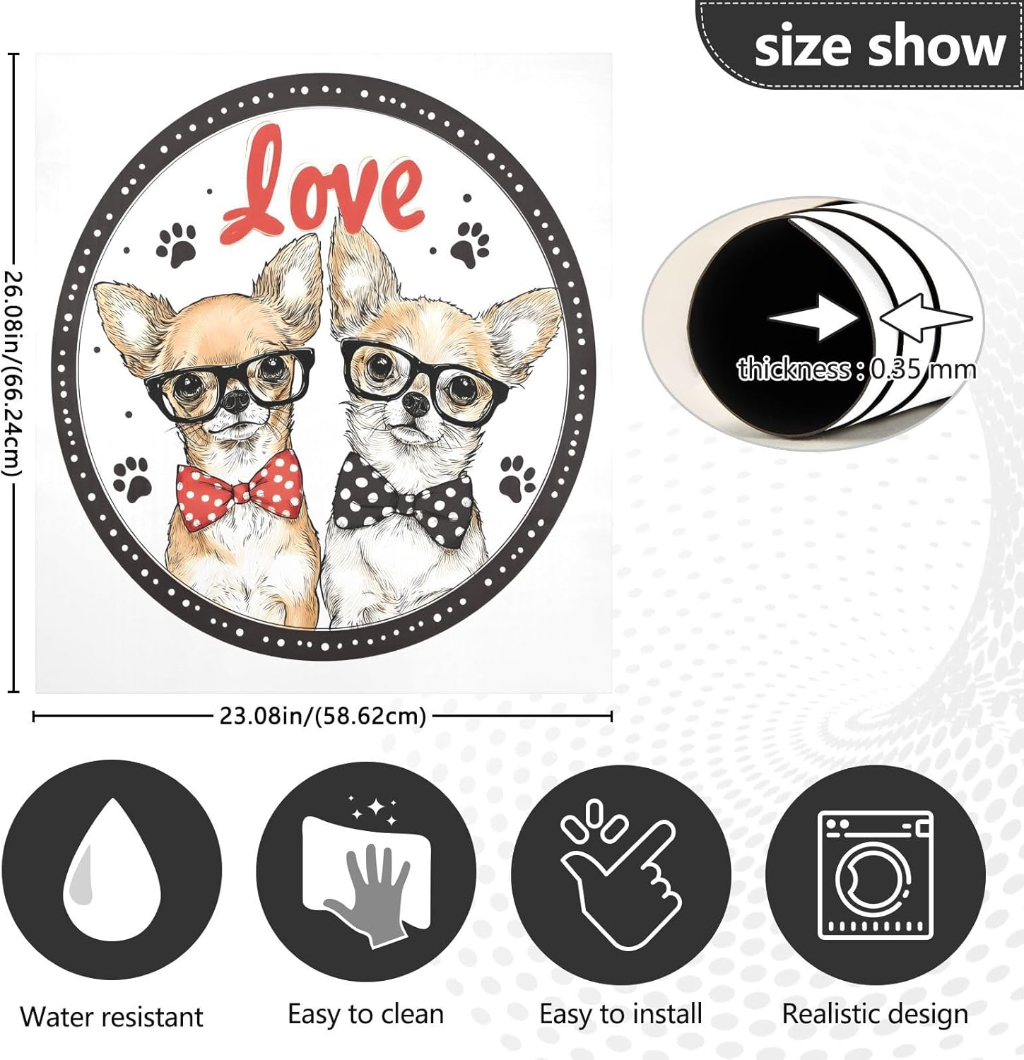 Dishwasher Magnet Cover Large Magnetic Stickers Love Dog Glasses Front Dishwasher Cover Reusable Decal for Home Kitchen Refrigerator Decorative Lid Washing Machine Laundry