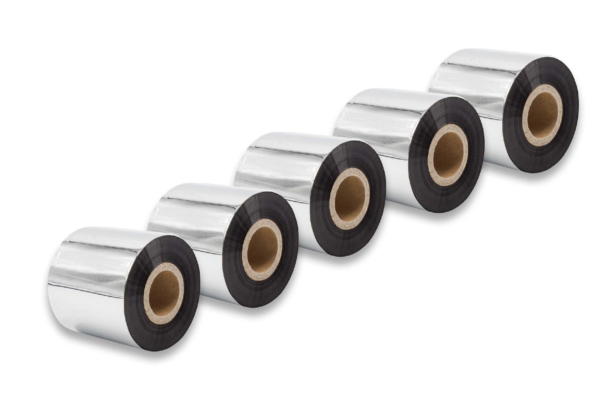 vhbw 5x nastro trasferimento termico compatibile con TSC TTP-247, TTP-246M Plus, TTP-268M etichettatrice, indelebile, 60mmx300m, cera di qualità plus