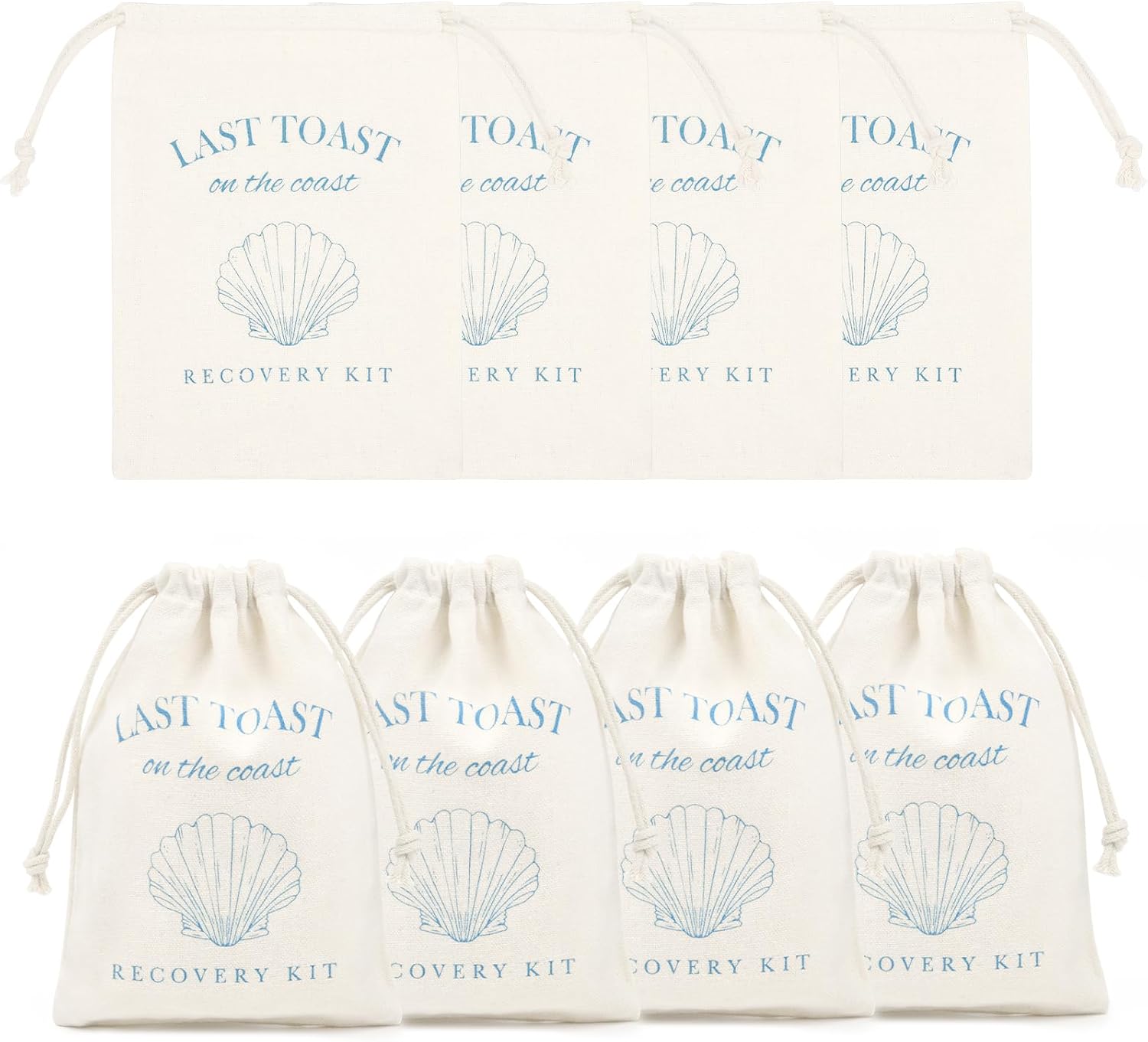 CEELGON 10 Pack Last Toast On The Coast Hangover Kit Bags for Bachelorette Birthday Party Favors Gifts 5" x 7" Drawstring Recovery Kit Goodie Pouch Girls Trip Emergency Supplies (Blue)