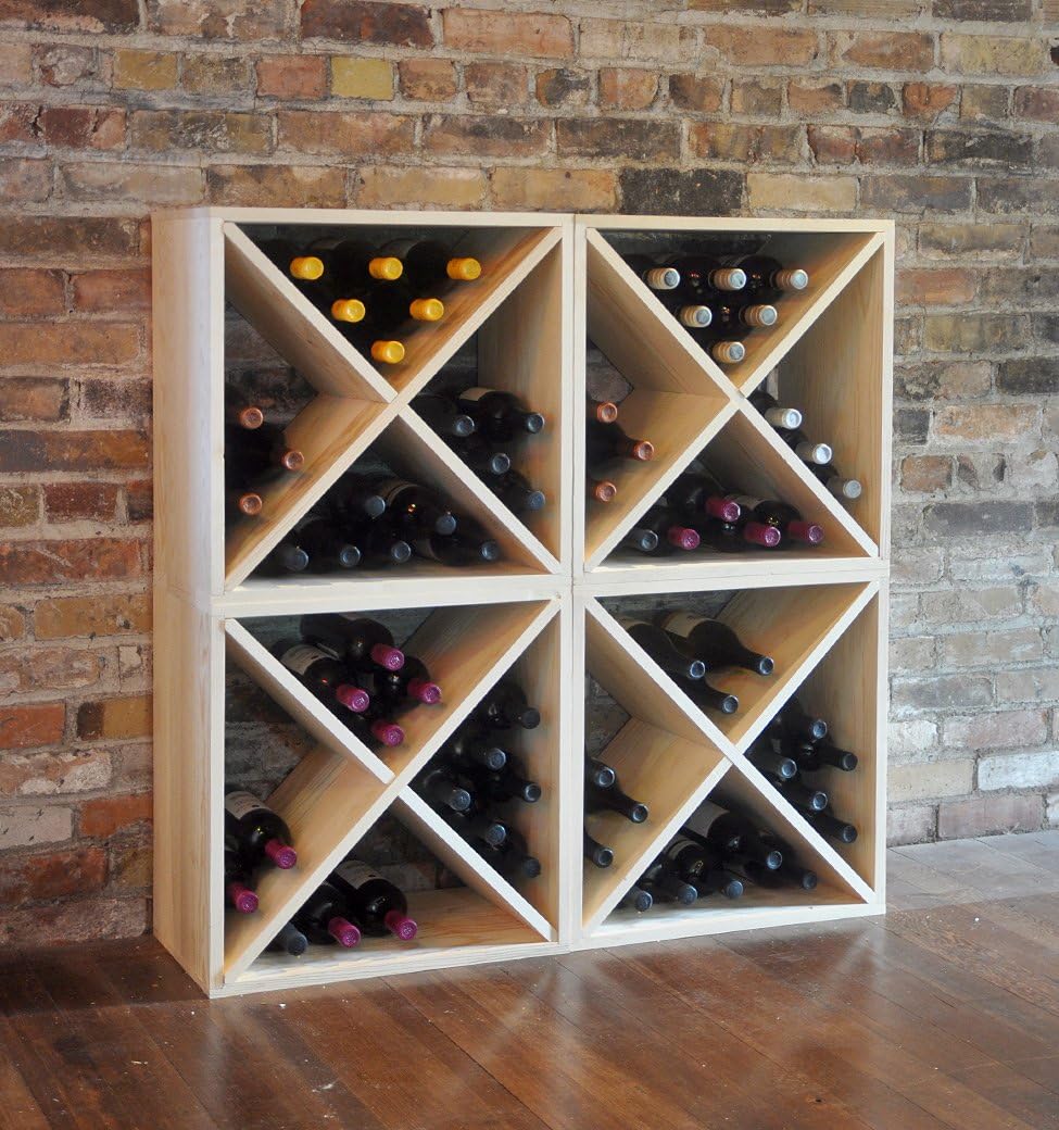 Creekside 24 Bottle Stackable Wine Cubes (Set of 2), 12" Deep, Pine