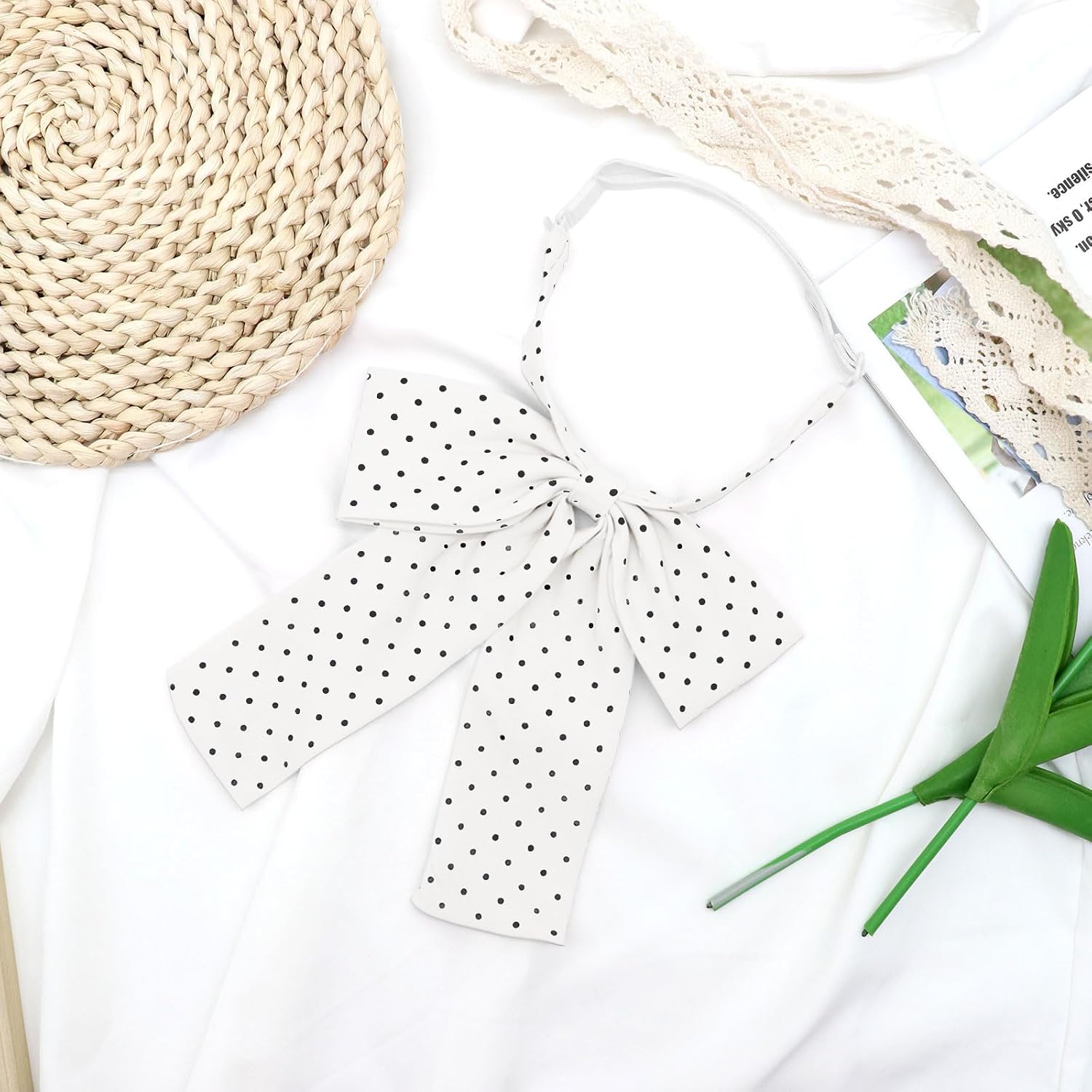 Polka Dot Bow Ties for Women, Pre-tied Womens Bow Tie Girls Clip on Bowtie for Party Graduation School Uniform