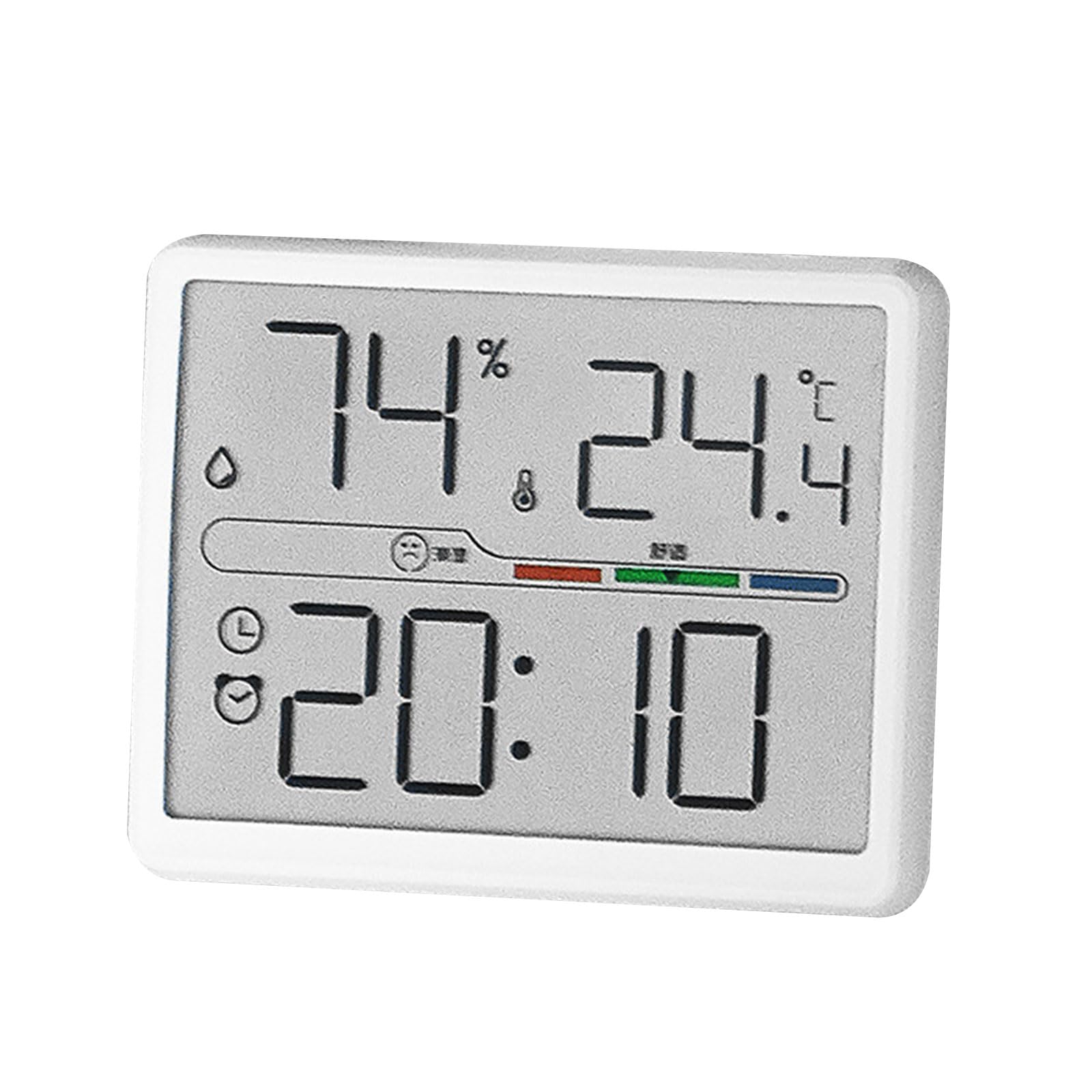 Xinsheinelry White Modern Digital Clock For Easy Viewing, Features Temperature And Humidity Sensors, High Contrast Display Kitchen Time Alarm