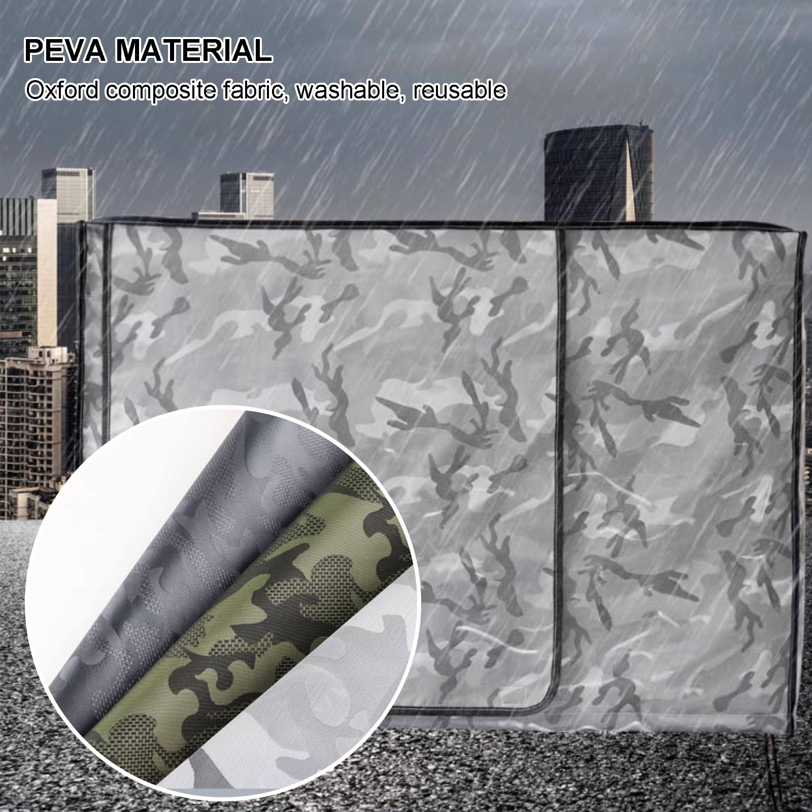 Funda Universal para Aire Acondicionado, Tejido Oxford PEVA, Malla Transpirable, Diseño de Tapa Abatible Completamente Cerrada(Black,88 * 60 * 35cm)