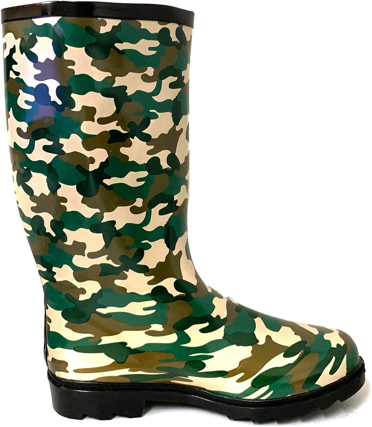 G4U Women's Rain Boots Multiple Styles Color Mid Calf Buckle Fashion Rubber Knee High Snow Shoes (11 B(M) US, Green Camo)