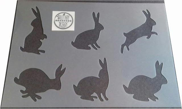 Solitarydesign Shabby Chic Stencil Artistic multi Hare Rabbit Rustic Mylar Vintage A4 297x210mm wall + Furniture