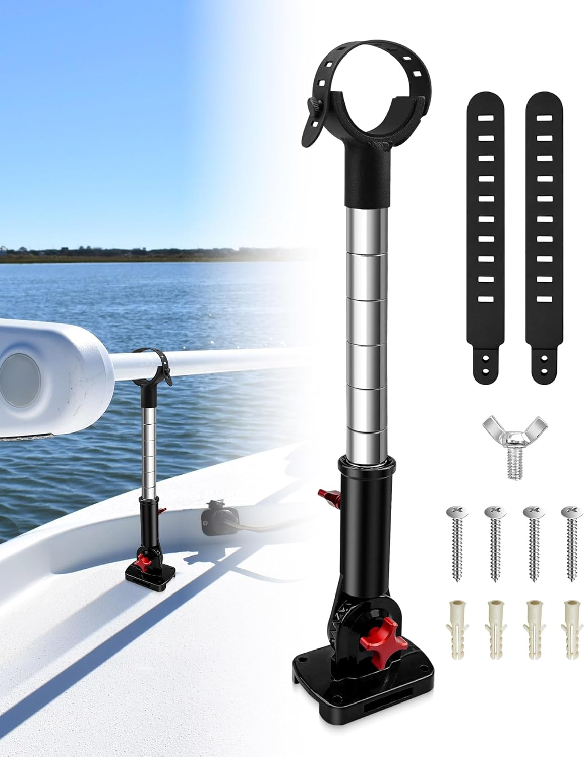 Boat Trolling Motor Stabilizer Mount Support Fits for Minn kota Terrova/Riptide Terrova/Ulterra/Riptide Ulterra/PowerDrive/Riptide PowerDrive, Adjustable Trolling Motor Stabilizer