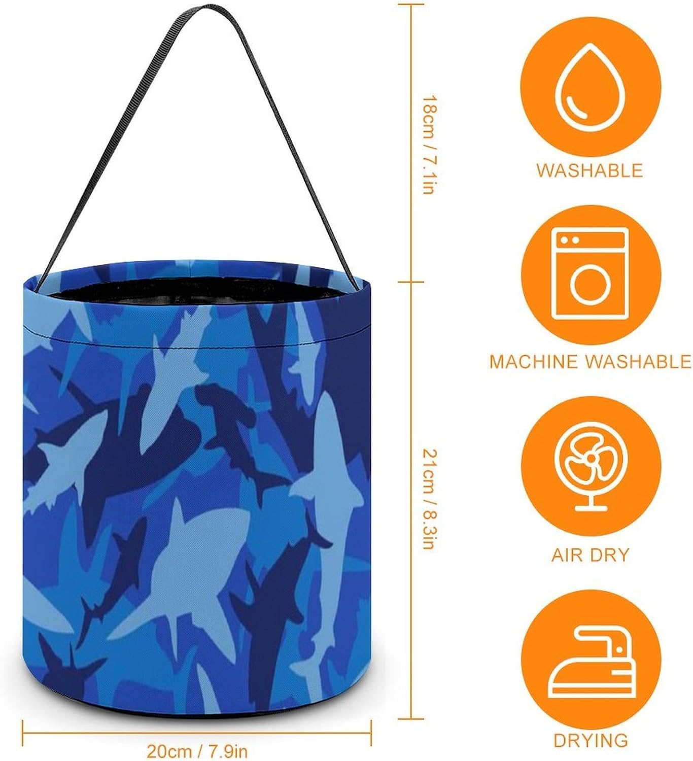 Blue Camouflage Shark Candy Bag Halloween Treat Goody Bags Party Basket Handbag Holiday Decor