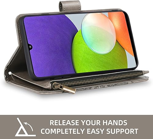 Miniatura 4 de Asuwish Funda de teléfono para Samsung Galaxy A22 4G de 6.4 pulgadas con protector de pantalla de vidrio templado y soporte para tarjeta de crédito