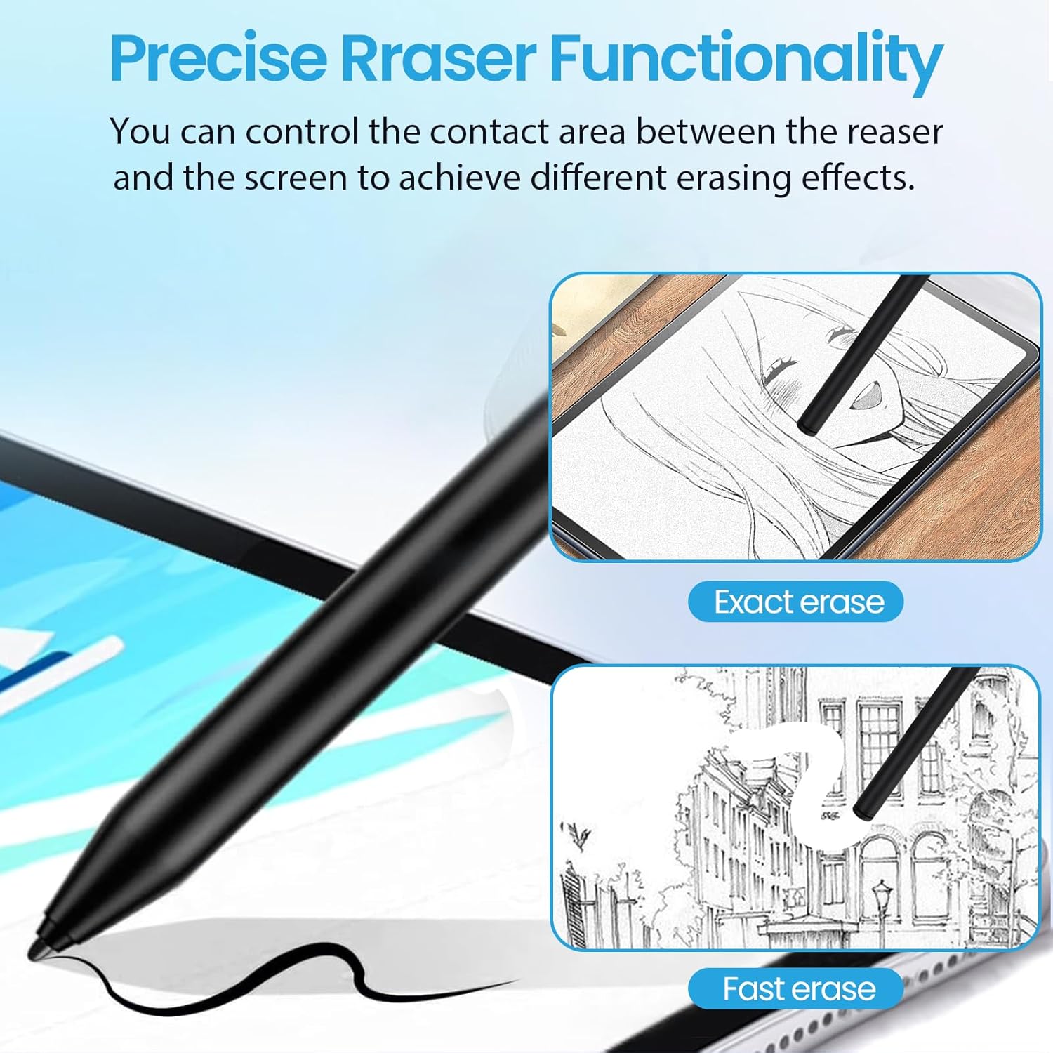 EMR Stylus Pen for Remarkable 2 / Remarkable 1, Kindle Scribe, BOOX Tablets, Battery-Free with Digital Eraser, 4096 Pressure Levels, Magnetic Pen Holder, 10 Replacement Nibs Included, Black