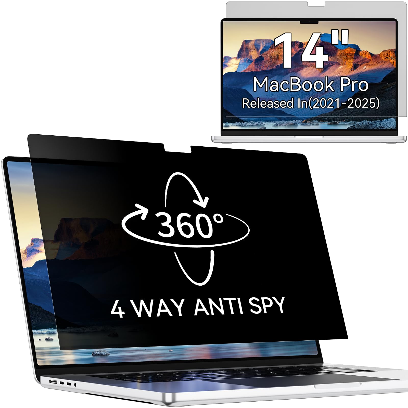 Filtro privacy a 360° per MacBook Pro da 14" (2021-2026, M1, M2, M3, M4, M5), filtro anti spia protezione schermo, Laptop Privacy Screen per Mac 14,2"