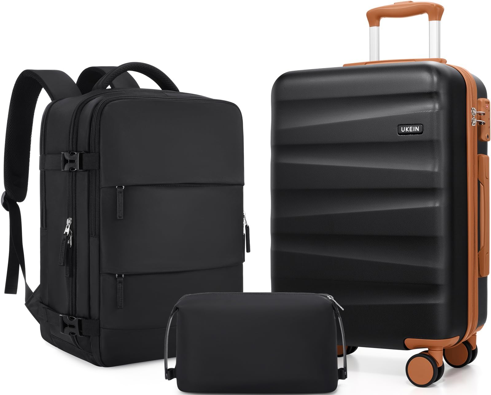 UKEIN Luggage Set with Backpack,Polycarbonate Carry On Luggage Airline Approved with Spinner Wheels, Hardshell Travel Suitcase with TSA Lock,Suitcase Set 3 Piece