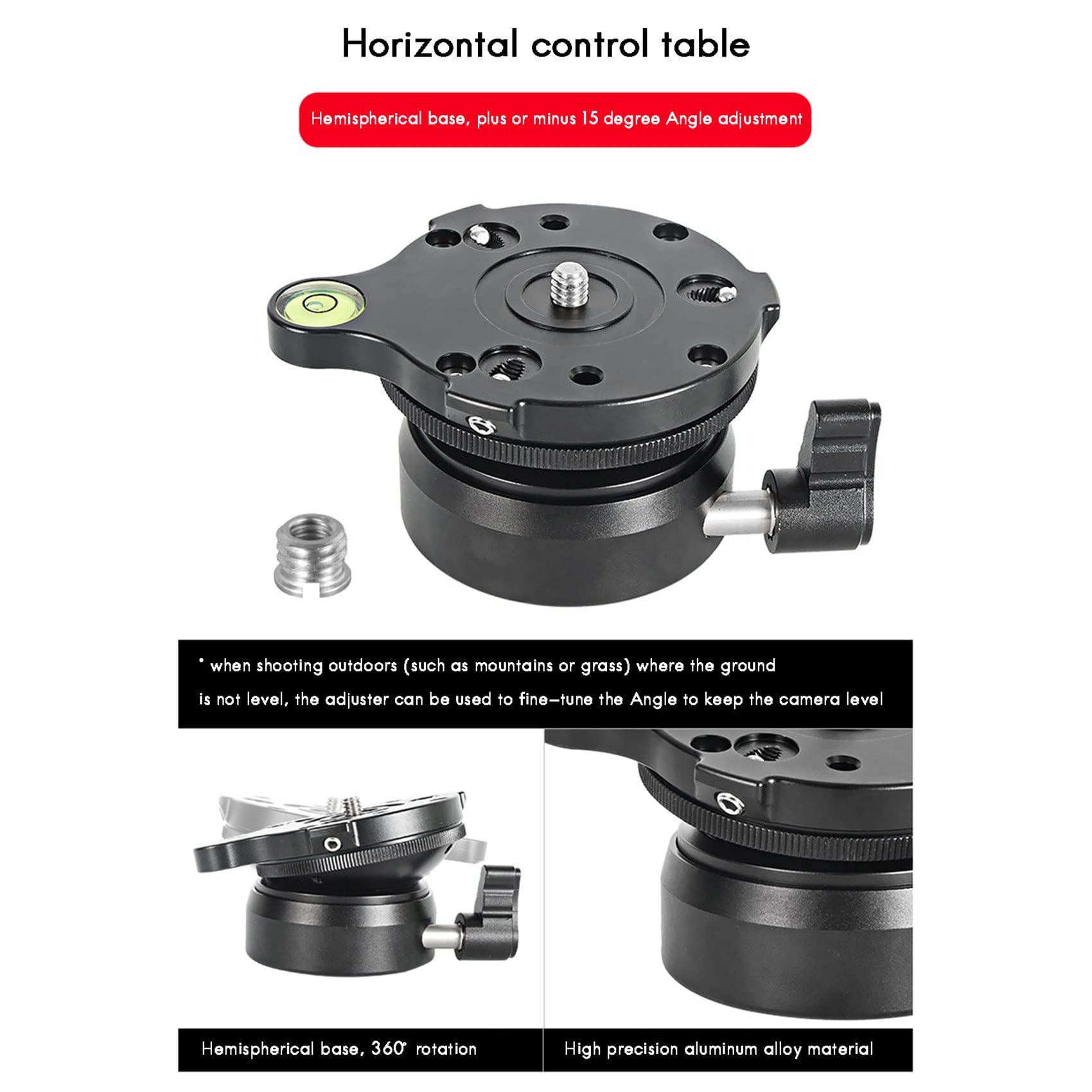 2X DY-60N Tripod Head Levelling Base Adjusting Plate with Bubble Level for DSLR Camera
