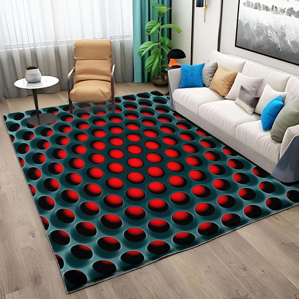Czerwony Dywan Gry & Geometria Plaster miodu Dywan Salon 3D Drukowanie Nowoczesna Dekoracja Sypialni Dywan Zmywalny Antypoślizgowy Dywan dla Chłopców Dziewcząt Nastolatki 80 x 150 cm