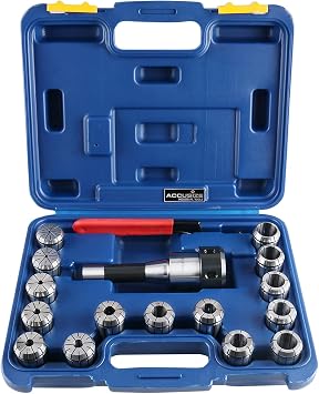 Accusize Industrial Tools R8-OZ25 Collet Set 15 Piece Set, 1/8 to 1 inch, 1 R8 Collet Chuck, 1 Spanner Wrench, 0223-0362