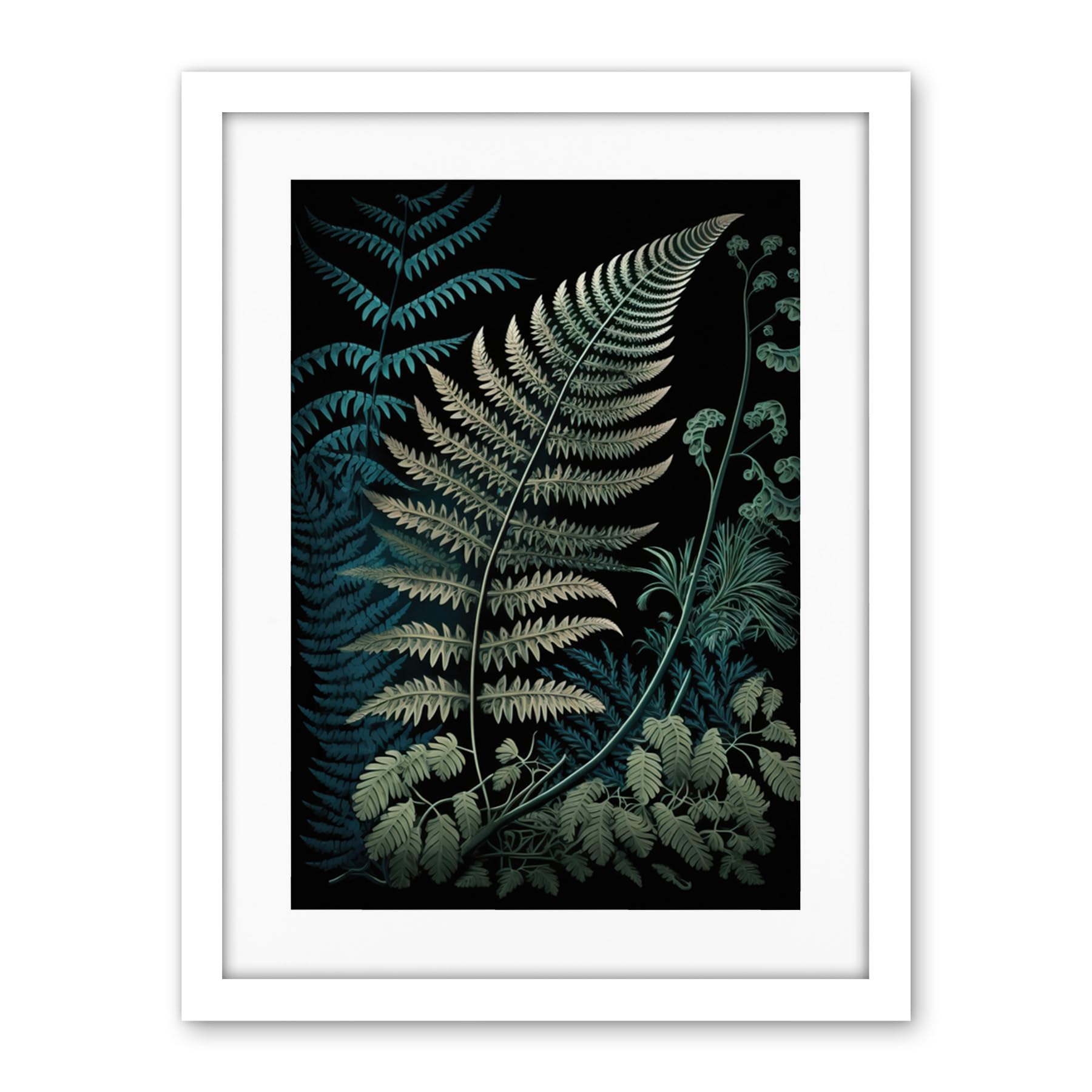 Artery8 Detailed Fern Frond Species Botanical Illustration Artwork Framed Wall Art Print 18X24 Inch