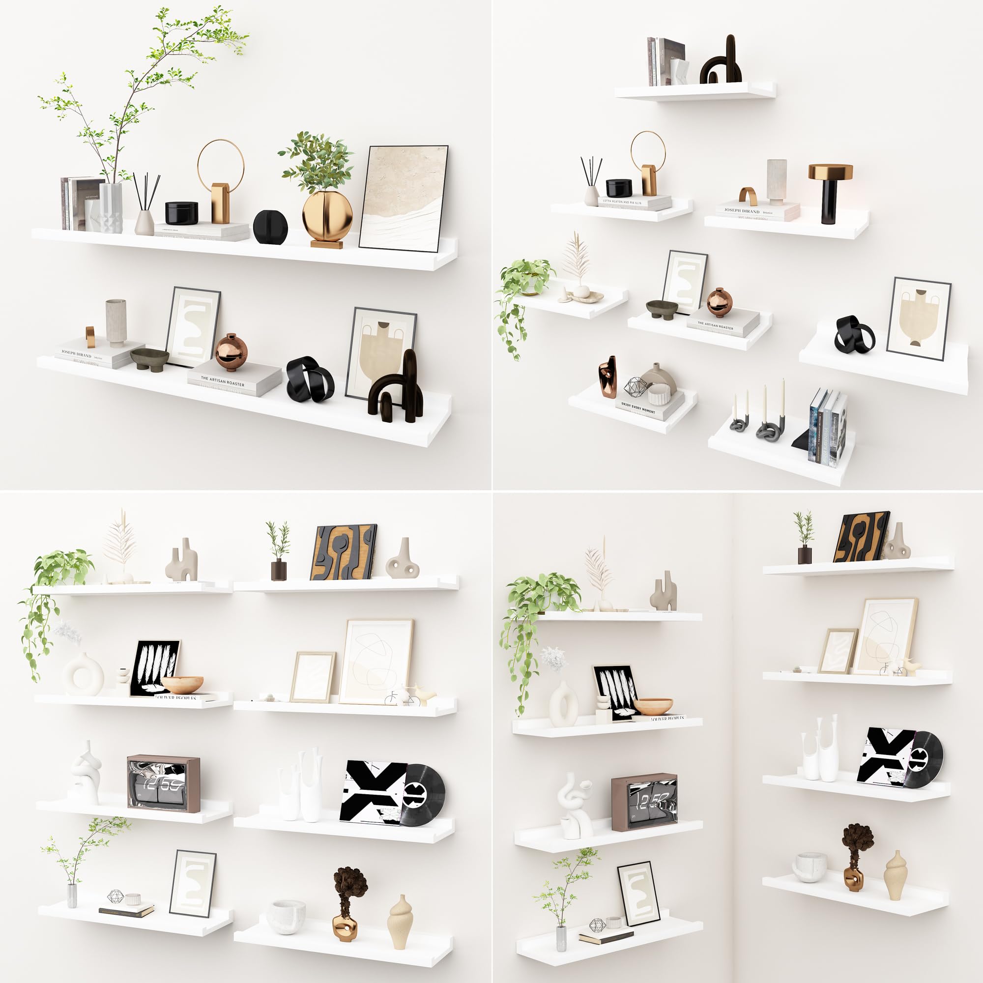 Étagères Murales Enfant Gieanoo Lot 2 - Bois Massif 60cm - Barre De Sécurité - Rangement Chambre