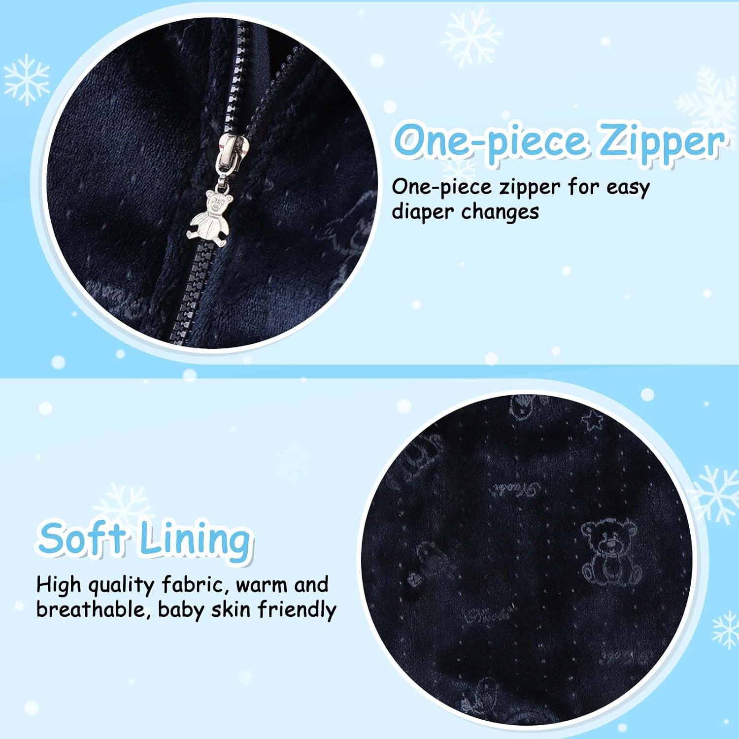 Fairy Baby Newborn Baby Bear Suit Thin Fleece Footie Romper Snowsuit Hooded Jumpsuit Bodysuit Winter Clothes Boy Girl 0-12M - Image 6