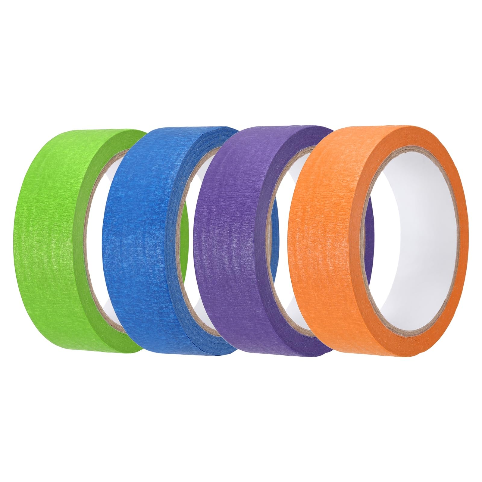 sourcing map 4pcs 1-3/16" x 22 Yard Colored Masking Tape Universal Crepe Paper Colorful Masking Painter Tape for Art Drawing DIY Handcraft Sealing, Dark Blue Purple Orange Green