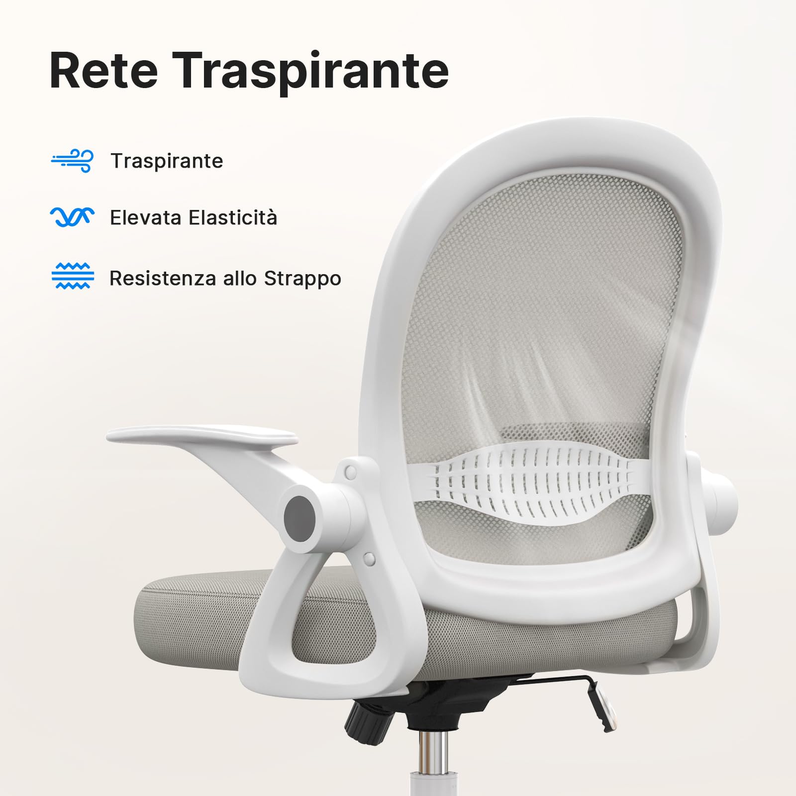 naspaluro Sedia Ufficio, Sedia Scrivania con Supporto Lombare, Poltrona Ufficio in Rete Traspirante, Sedie Ergonomica Braccioli e Altezza Regolabili, Grigio