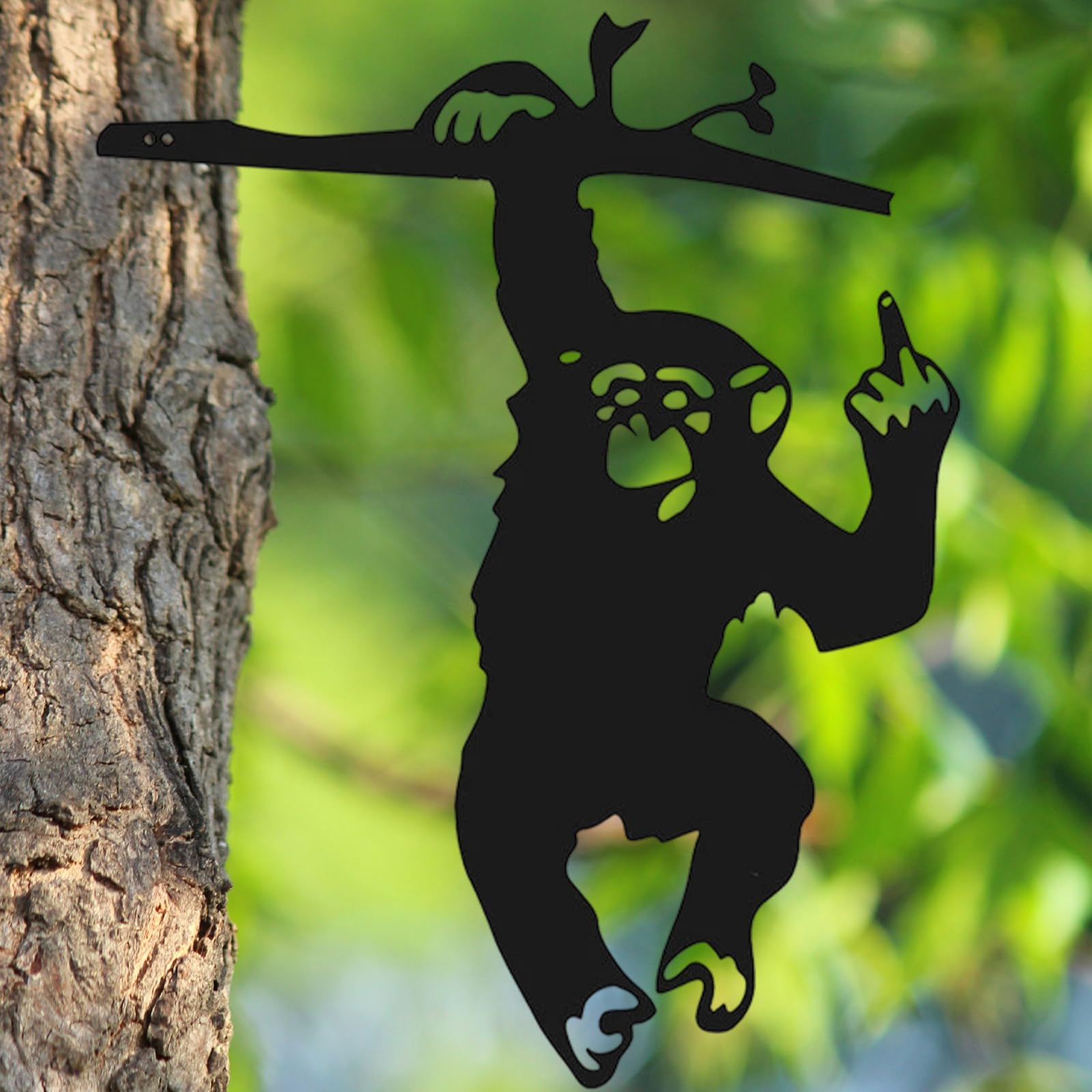 Funny Peeking Monkey Garden Sign, Monkey Metal Garden Ornaments with Playful Hand Gesture, Outdoor Wall Art, Rustic Metal Garden Gifts for Yard Decor, Gardens Wildlife Ornaments, 20 x 17cm