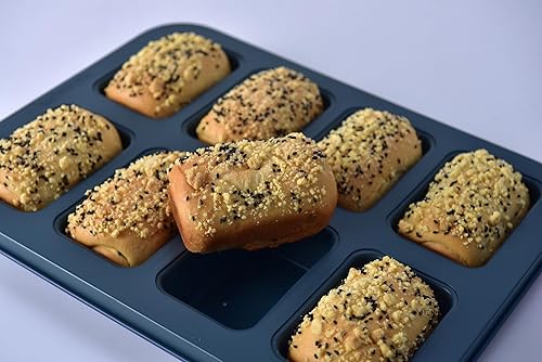 Miniatura 3 de Monfish Mini pan pan 8 cativy Pequeño rectángulo brownie pastel pan acero al carbono azul real antiadherente