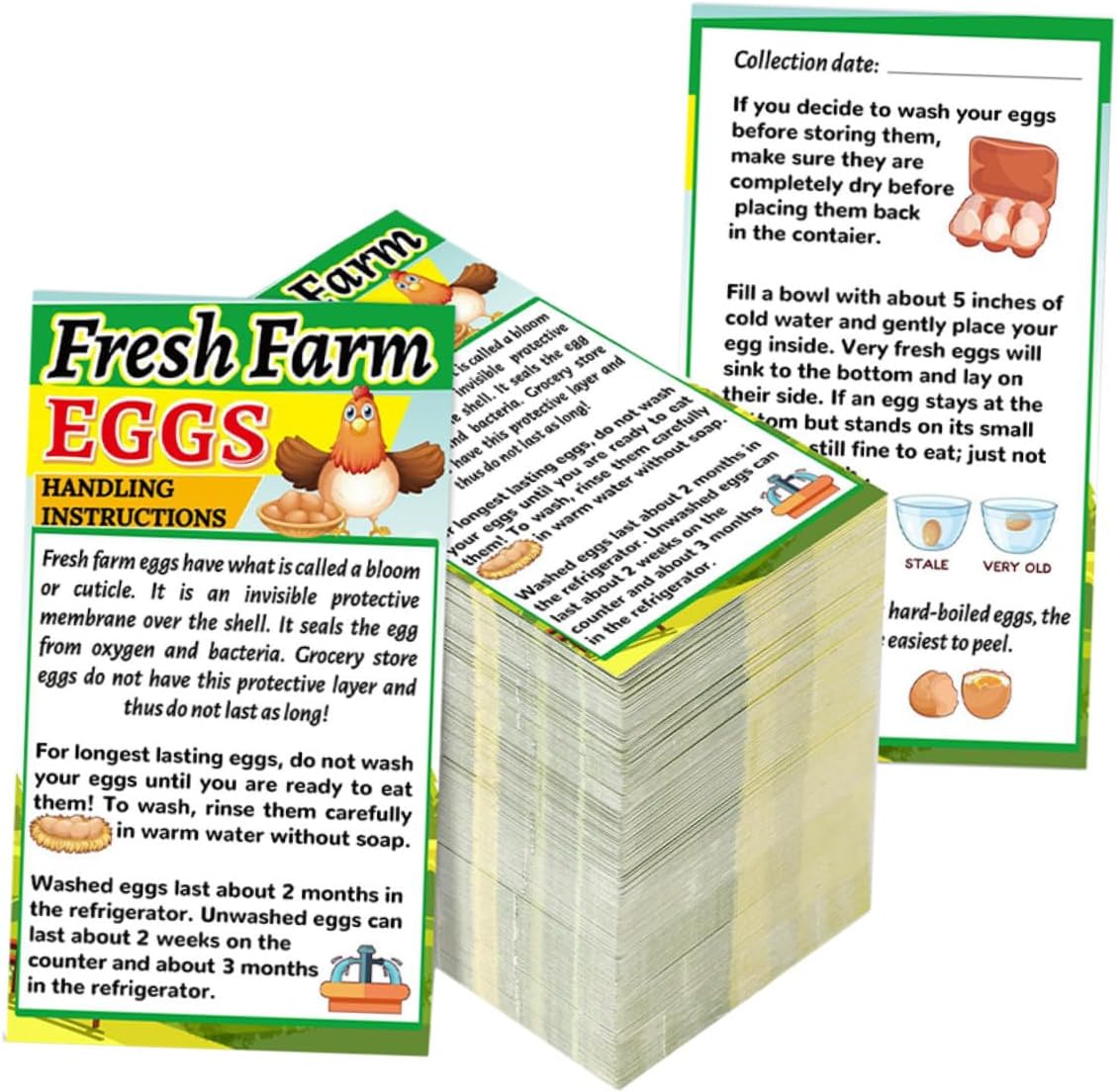 250Pcs Egg Handling Instruction Cards Fresh Egg Care Labels with Detailed Storage Handling Guidelines for Farm Fresh Eggs Essential Egg Stamps for Safe Egg Management
