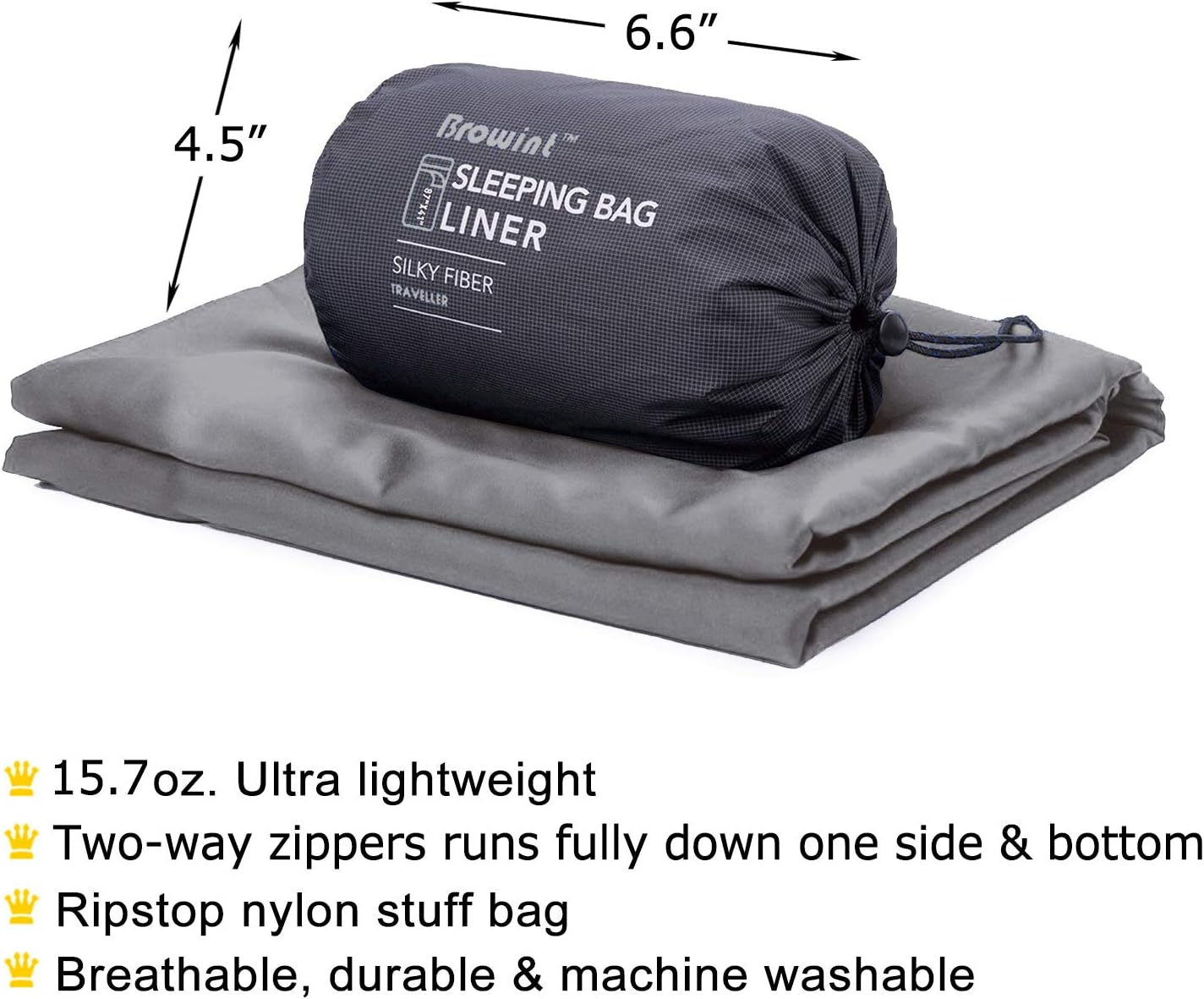 Browint Sleeping Bag Liner with All Around Two-Way Zipper, Travel Sheet with Pillow Pocket, 87"x41" Extra Wide Travel Sleep Sheet for Hotel, Lightweight, Super Soft Silky Fiber Camping Sheet, Multifun : Sports & Outdoors