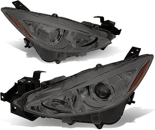 Par de lámparas de montaje de faros delanteros con proyector de esquina ámbar ahumado, compatible con Mazda 3 BM 14-16