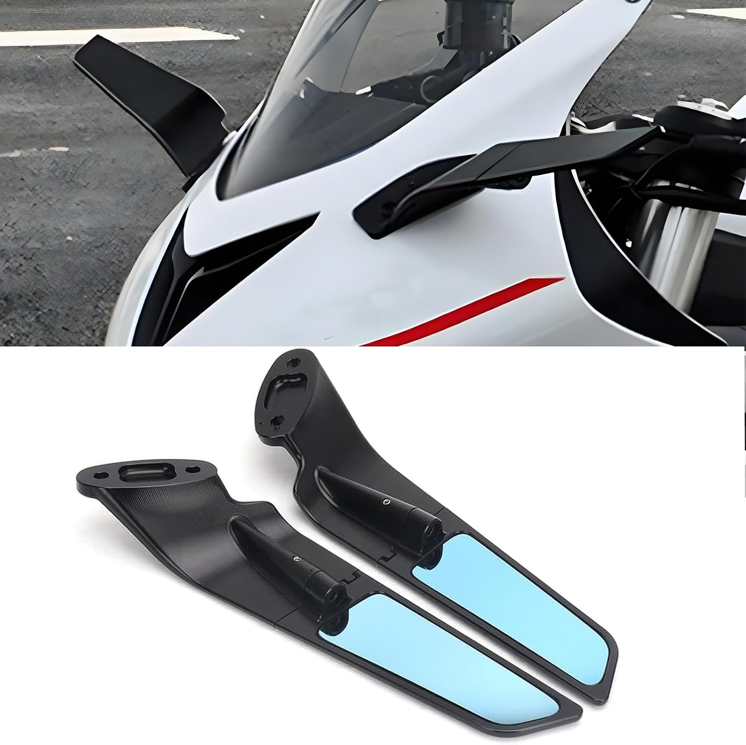 Motorcycle Rearview Mirrors Compatible with Honda CBR650R (2019-2024) CBR 650R cbr650r Aluminum Rotating Side Mirrors Anti-glare Wind Wing Mirror Motorcycle Accessories Rearview Mirrors for CBR 650r