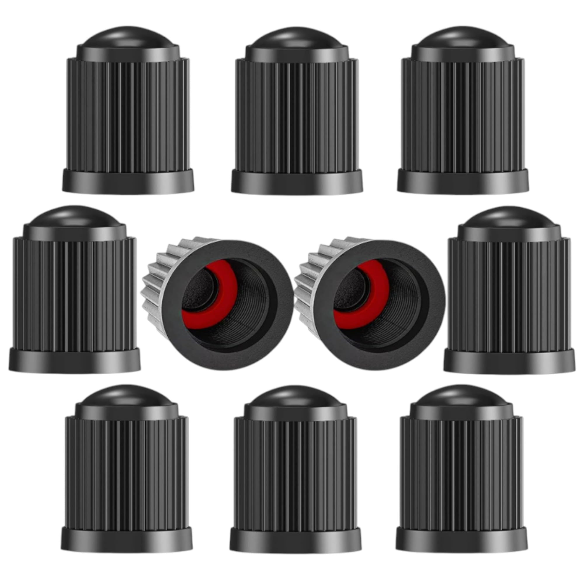 10PCS Dust Caps for Car Tyres – Tyre Valve Caps with O-Ring Seal, Universal Airtight Tire Valve Stem Cap for Cars, SUV, Motorcycle, Bike & Truck, Screw-On Black Cap, Premium Universal Stem Dust Covers