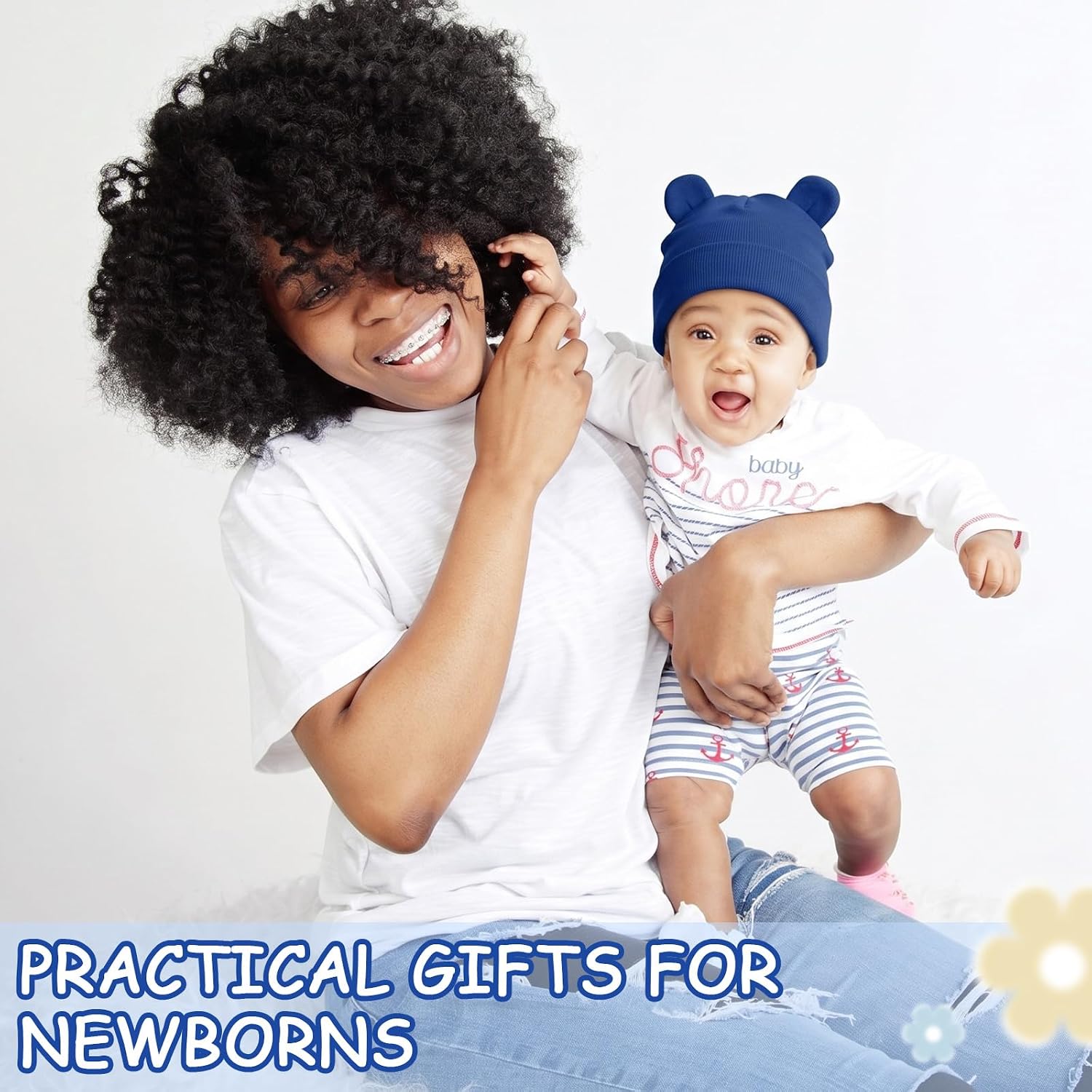 Shihanee 6 Pcs Satin Lined Newborn Hats Bonnet 0-6 Months
