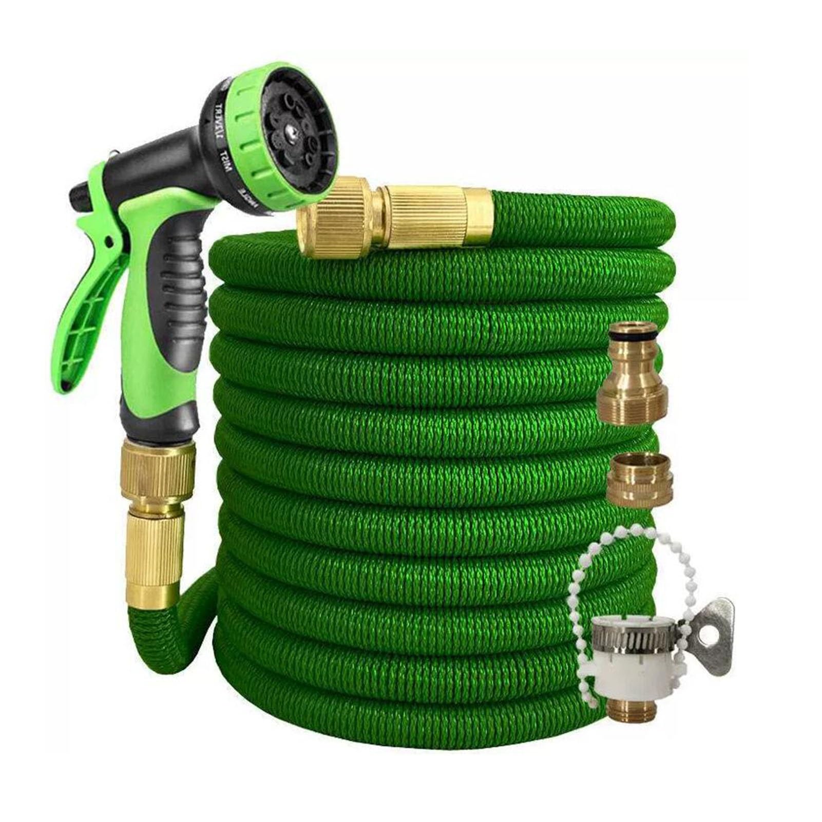 Tubo per l'irrigazione, Tubo da Giardino Tubi da Giardino Espandibili - Avvolgitubo Flessibili Ugello for Pistola a Spruzzo a 9 Funzioni, Raccordi in Ottone Massiccio Tubo for Giardinaggio P(Teles aft