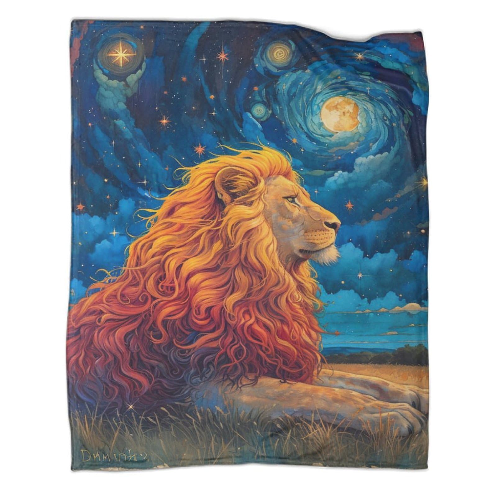 Couverture de voyage 100 x 130 cm en textile premium motif lion