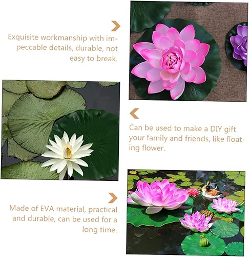 Miniatura 8 de DOITOOL Almohadillas de lirio artificial para estanque Koi 3 piezas de espuma flotante artificial hojas de loto de 11 pulgadas, almohadillas