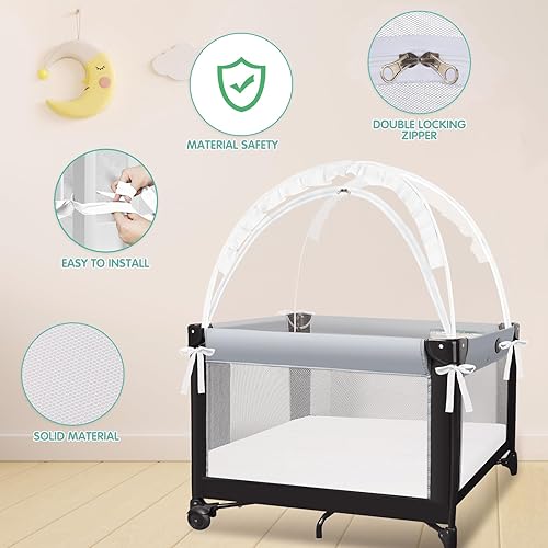 Miniatura 10 de Tienda de campaña para cuna red para cuna para mantener al bebé dentro, evita que el bebé salga de la cuna, tienda de campaña desplegable con red
