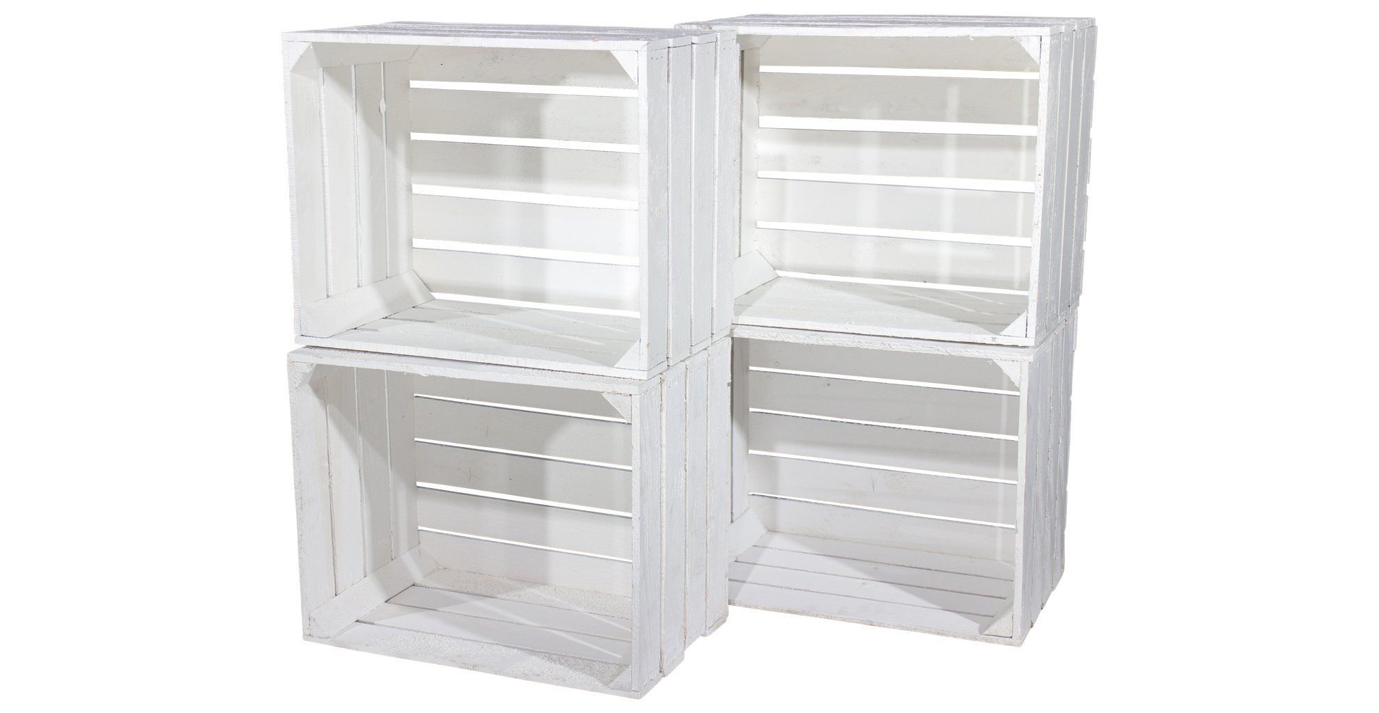 Juego de 2 cajas de madera para peras, 50 x 40 x 30 cm, color blanco