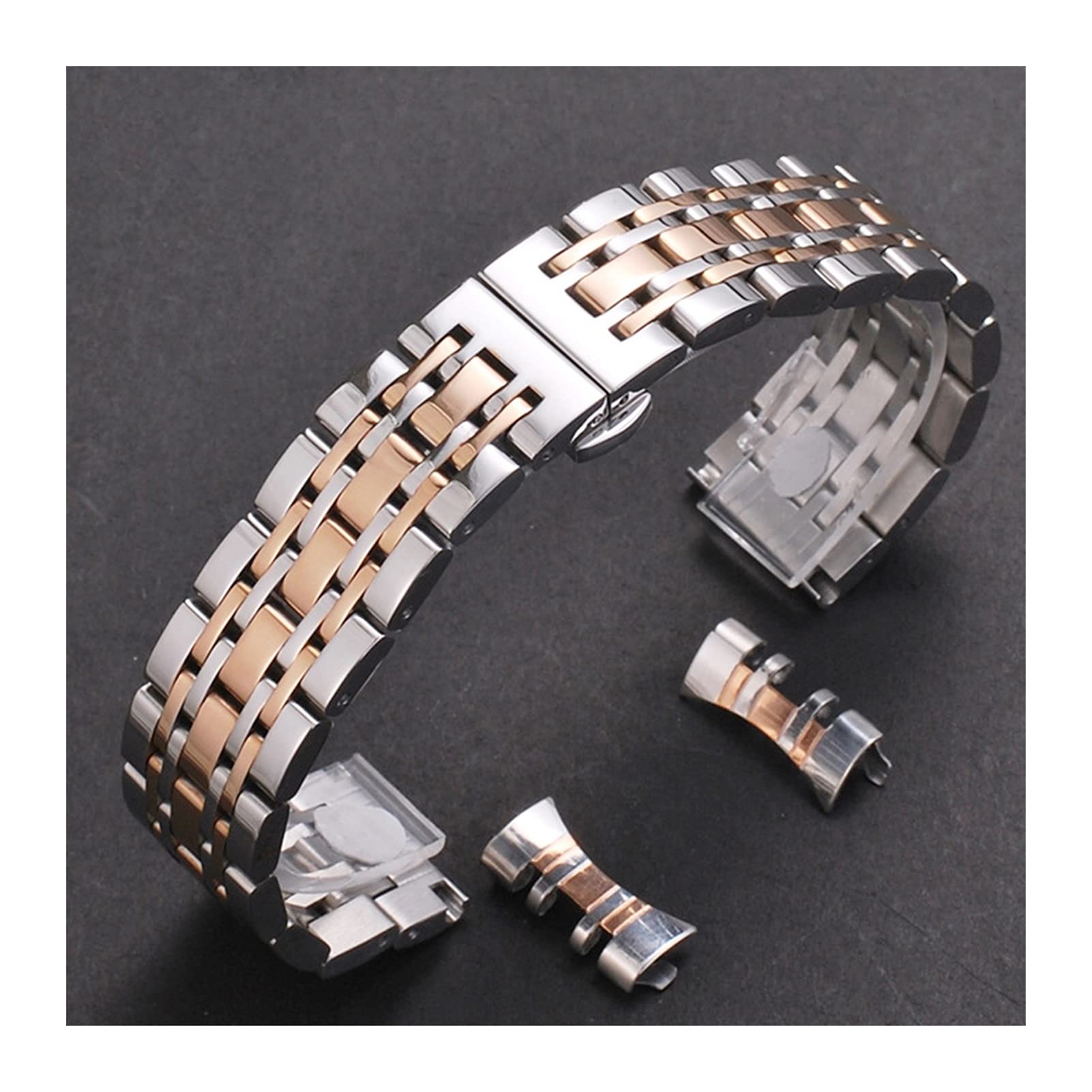 EKSED Uhrenarmband Atmungsaktives Edelstahlarmband aus Metall, austauschbares Armband mit Schnellverschluss aus Edelstahl 12 mm - 26 mm / 18 mm/Silber